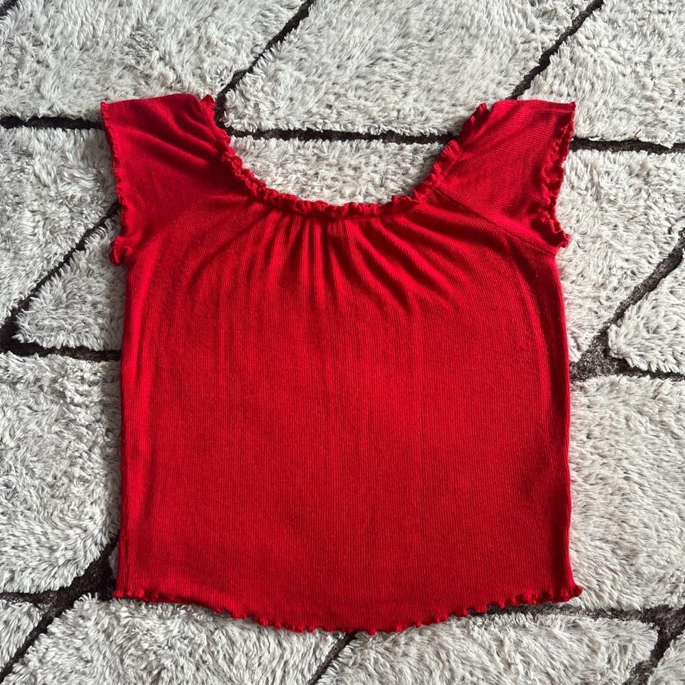 Garage Red Ruffle Crop Top